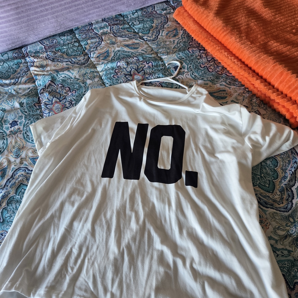 White Graphic Tee with 'NO.' Print